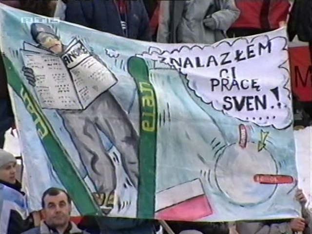 Polski transparent w Harrachovie (RTL)
